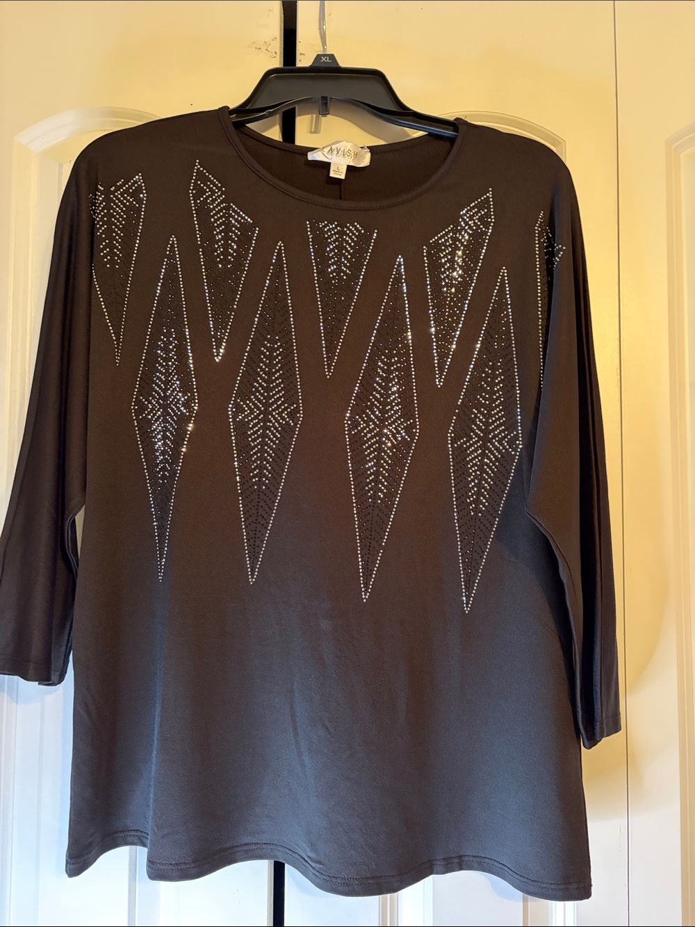 Lavish Brown Long Sleeve Blouse with Silver Stud Pattern